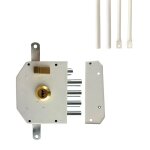 Serrure porte d'entr�e - en applique - 5 points - blanc - droite - axe 60 mm - 5 cl�s - secury - t