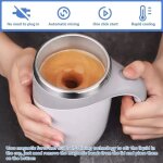 Self stirring coffee mug 380ml rechargeable auto magnetic coffee mug hot drink mixer cup rotating for ...