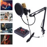Microphone noir microphone polyvalent avec v8s live sound card condensateur usb pro microphone condensateur ...
