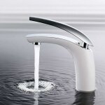 Senderpick - mitigeur de lavabo chrom� blanc, mitigeur de lavabo de salle de bain moderne mitigeur d'eau ...