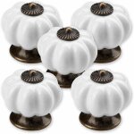 Serbia - 5 x bouton de meuble pommeau � 23 mm blanc pi�destal bruni bouton de tiroir bouton en porcelaine ...