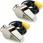 Ensemble de 2 sifflets de sport en acier inoxydable avec dragonne, sifflets forts et clairs idaux pour ...