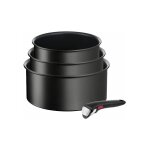 Série de 3 casseroles aluminium 16 / 18 / 20cm + 1 poignée noir tefal l3979202 Série de 3 casseroles aluminium 16 / 18 / 20cm + 1 poignée noir tefal l3979202