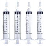 Seringues luer lock 10 ml, lot de 4, st�riles en plastique sans aiguille, pour liquides, administration ...