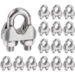 Serre cable inox 6mm, 16 pices serre cable acier attaches pour 6mm cbles mtalliques m6 pince de cble ...
