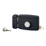 Serrure en applique  bouton pour porte de garage  battant, gauche, 140x90mm, axe 70mm, noir, 3 cls ...