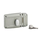 Serrure en applique � bouton pour porte lat�rale � battant, poign�e, droite, 120x90mm, axe 40mm, gris, ...