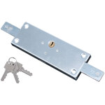 Serrure en applique horizontale � cylindre pour rideau m�tallique, 2 pts lat�raux, 156x56mm, zingu�, ...