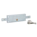Serrure en applique horizontale � cylindre pour rideau m�tallique, 2 pts lat�raux, 157x55mm, zingu�, ...