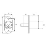 Serrure � bouton - poussoir cr inther de 19 mm