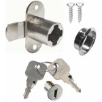 Serrure  came batteuse en acier nickel barillet rosace cls vis de remplacement meuble armoire secrtaire ...