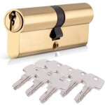 Serrure � cylindre 40 / 40 (80 mm), serrure de porte � double cylindre euro avec 8 cl�s, finition en ...