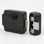 Serrure �l�ctrique 12v r�versible en applique cylindre exterieur et bouton int�rieur dom