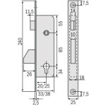 Serrure  larder 1 point axe 25 mm - ttire 25 mm - pne dormant et demi tour - a cylindre europen ...