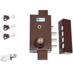 Serrure multipoint en applique marron 3 points a2p1 ? p�ne invers� avec 3 cl�s ? dimensions 155x91x30mm ...