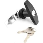 Serrure poign�e en t pour porte garage fixation arri�re, id�ale pour auvent caravane, remorque (noir) ...