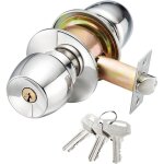 Serrure de porte � cl�, serrure ronde en acier inoxydable, poign�e de porte de salle de bain (60 mm)