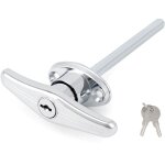 Serrure de porte de garage universelle, poign�e en t avec rev�tement en poudre argent� avec 2 cl�s