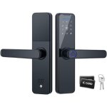 Serrure de porte intelligente � empreinte digitale avec poign�e avec 2 cl�s m�caniques et 2 cartes ic ...