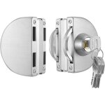 Serrure de porte en verre, double p�ne en acier inoxydable, rotation, pouss�e et traction, double acc�s ...
