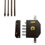 Serrure porte d'entre - en applique - 5 points - marron - gauche - axe 60 mm - 5 cls - secury - t
