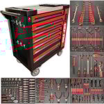 Defpro - servante d'atelier - pleine (166outils) - 7 tiroirs acier - rouge Defpro - servante d'atelier - pleine (166outils) - 7 tiroirs acier - rouge