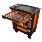 Fischer darex - servante d'atelier 6 tiroirs quipe 22 outils dans 3 modules