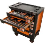 Fischer darex - servante d'atelier 6 tiroirs quipe 56 outils dans 6 modules