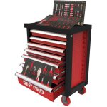 Servante d'atelier 7 tiroirs + 283 outils - defpro - noir / rouge - charge 300 kg - roues frein�es