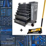 Servante d'atelier - barracuda tools - nardo gray xxl - 7 tiroirs - cric hydraulique 4t - mousse haute ...