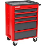 Servante d'atelier basic + vide avec couvercle en plastique, 883 x 620 x 410 mm, 5 tiroirs, charge max. ...