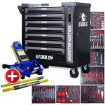 Servante d'atelier bm tools 9 / 7 monster - edition - grey 7 tiroirs pleins 257 outils + cric hydraulique ...