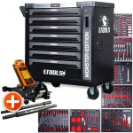 Servante d'atelier bm tools 9 / 7 monster - edition - grey 7 tiroirs pleins 257 outils + cric hydraulique ...