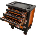 Fischer darex - servante d'atelier 6 tiroirs quipe 62 outils dans 9 modules