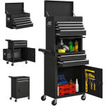 Servante d'atelier - homcom - sur roulettes - 6 tiroirs et panneau perfor� - sur roulettes - en acier ...