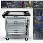 Servante atelier kraftmuller entretien auto garage v�hicule xl 8 tiroirs 309 outils + cl� dynamo, kit ...