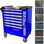 Servante d'atelier munich tools xxl cabinet 7 / 6 bleu, sur 4 roulettes 7 tiroirs dont 6 outills - 1 ...