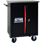 Servante d?atelier roulante chariot � outils 52x33x66cm multifonctionnel � double porte - noir