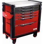 Sam outillage - servante extra large xl 6 tiroirs rouge plateau inox - 416 - axl