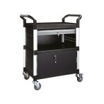 Servante en pp et aluminium - 3 plateaux - 1 tiroir - 1 coffre - s4t