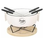 Service � fondue 'chauffe - plat & 4 piques' 23cm blanc