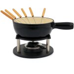 Service � fondue en fonte �maill� noir 2 litres, pour 6 personnes - bbq - toro