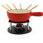 Service � fondue en fonte �maill� rouge 2 litres, pour 6 personnes - bbq - toro
