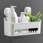 Serviteur de rangement douche � suspendre ventouse sans per�age r�utilisable, �tag�re douche amovible ...