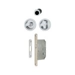 Set 1 aluminium pour porte coulissante 4920 f249 ronde aspect chrom� brillant, aveugle sans g�che, cuvette ...