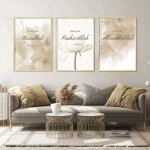 Set de 3 tableau islamique calligraphie dor fleurs posters moderne 30x40cm affiches citations toile ...