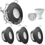 Set de 4 spots encastr�s led ip65 �tanches, 5w 3000k blanc chaud spot encastr� pour salle de bain et ...