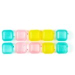 Set de 40 gla�ons r�utilisables en plastique bleu, rose et jaune