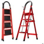 Seven comfort escabeau - 4 marches - acier - 61�45�118cm(l - l - h) - charge maximale 150 kg - �quip�e ...
