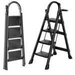 Seven comfort escabeau - 4 marches - acier - pliant - 61�45�118cm(l - l - h) - charge maximale 150 kg ...